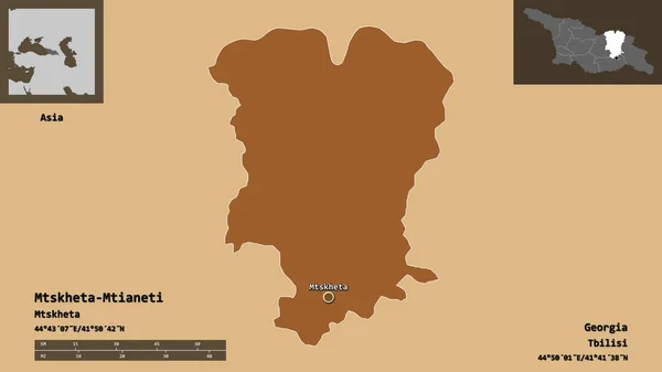 Gestalt Von Mzcheta Mtianeti Region Georgien Und Seiner Hauptstadt Entfernungsskala — Stockfoto
