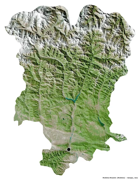ジョージア州の地域であるマツヘタ ムティアネティ山の形で その首都は白い背景に孤立している 衛星画像 3Dレンダリング — ストック写真