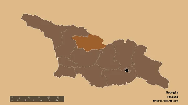 Desaturated Shape Georgia Its Capital Main Regional Division Separated Racha — Stock Photo, Image