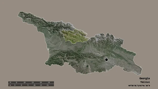 Forma Dessaturada Geórgia Com Sua Capital Principal Divisão Regional Área — Fotografia de Stock