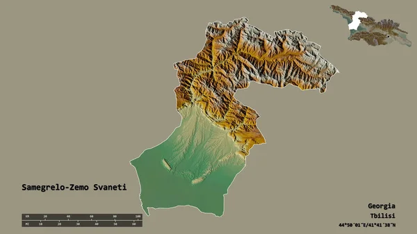 Forma Samegrelo Zemo Svaneti Região Geórgia Com Sua Capital Isolada — Fotografia de Stock