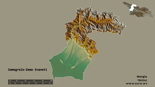 Forma Samegrelo Zemo Svaneti Región Georgia Con Capital Aislada Sobre — Foto de Stock