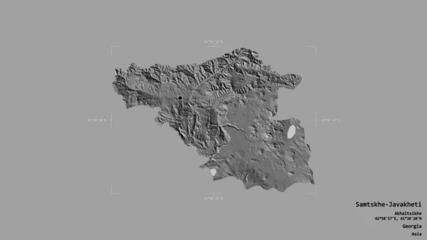 格鲁吉亚Samtskhe Javakheti地区 在一个地理参照框的坚实背景下被隔离 Bilevel高程图 3D渲染 — 图库照片