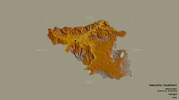 格鲁吉亚Samtskhe Javakheti地区 在一个地理参照框的坚实背景下被隔离 地形浮雕图 3D渲染 — 图库照片