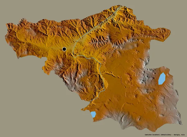 格鲁吉亚地区Samtskhe Javakheti的形状 其首都为单色背景 地形浮雕图 3D渲染 — 图库照片