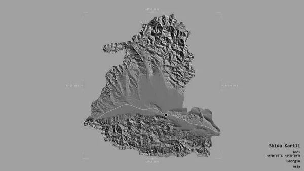格鲁吉亚地区Shida Kartli的一个地区 在一个地理参照框的坚实背景上被隔离 Bilevel高程图 3D渲染 — 图库照片