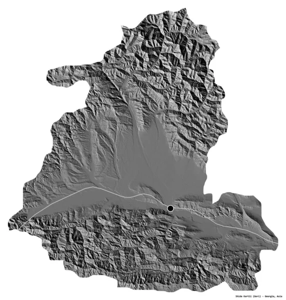 Kształt Shida Kartli Regionu Gruzji Jego Kapitału Izolowane Białym Tle — Zdjęcie stockowe