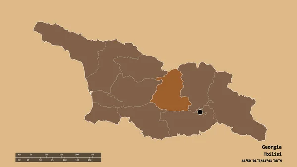 Afgebroken Vorm Van Georgië Met Haar Hoofdstad Belangrijkste Regionale Divisie — Stockfoto