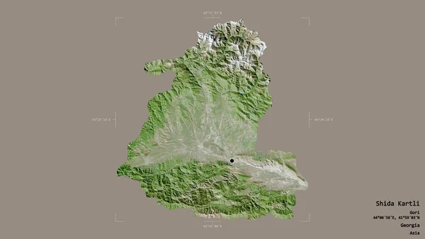 Obszar Shida Kartli Region Gruzji Odizolowany Solidnym Tle Georeferencyjnym Polu — Zdjęcie stockowe