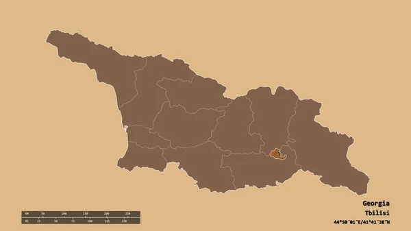 Zdesperowany Kształt Gruzji Stolicą Głównym Oddziałem Regionalnym Oddzielonym Obszarem Tbilisi — Zdjęcie stockowe