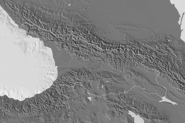格鲁吉亚幅员辽阔 有国家概况 国际和区域边界 Bilevel高程图 3D渲染 — 图库照片