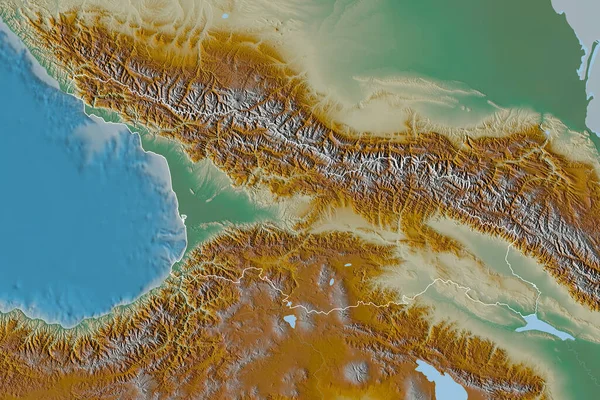 Área Extendida Georgia Delineada Mapa Topográfico Relieve Renderizado — Foto de Stock