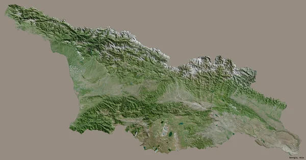 Shape Georgia Its Capital Isolated Solid Color Background Satellite Imagery — Stock Photo, Image