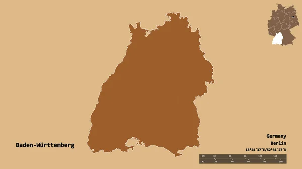 Forma Baden Wurttemberg Estado Alemania Con Capital Aislada Sobre Fondo —  Fotos de Stock