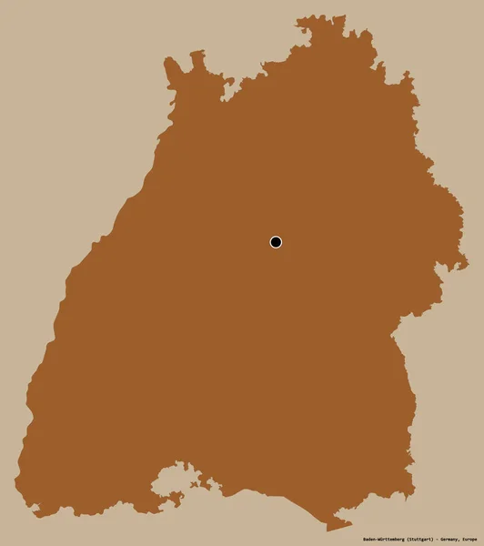 Форма Баден Вюртемберга Штат Германия Столицей Изолированной Сплошном Цветном Фоне — стоковое фото