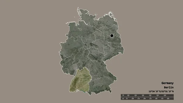 Die Ungesättigte Form Deutschlands Mit Seiner Hauptstadt Seiner Regionalen Hauptgliederung — Stockfoto