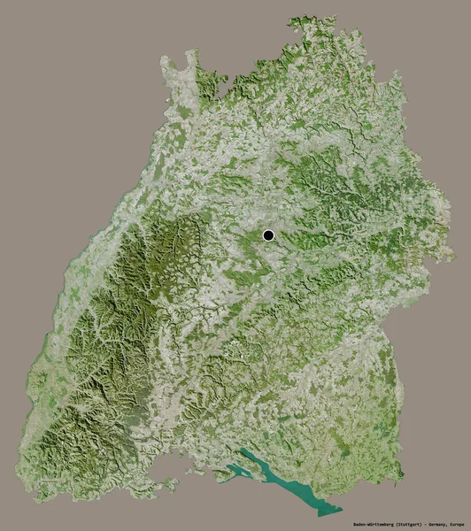 符腾堡的形状 其首都隔离在一个坚实的色彩背景 卫星图像 3D渲染 — 图库照片