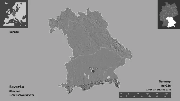 Forma Baviera Estado Alemania Capital Escala Distancia Vistas Previas Etiquetas —  Fotos de Stock