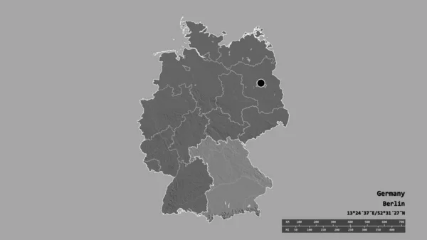 Die Ungesättigte Form Deutschlands Mit Seiner Hauptstadt Seiner Regionalen Hauptgliederung — Stockfoto