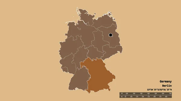 Die Ungesättigte Form Deutschlands Mit Seiner Hauptstadt Seiner Regionalen Hauptgliederung — Stockfoto