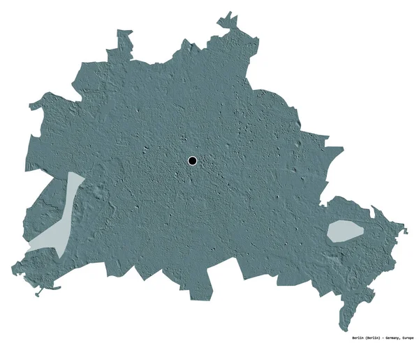 Forma Berlim Estado Alemanha Com Sua Capital Isolada Fundo Branco — Fotografia de Stock