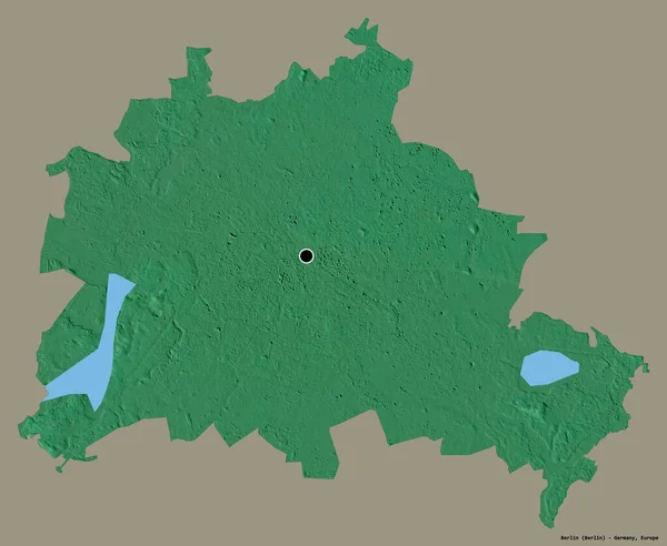 ドイツのベルリンの形で その首都はしっかりとした色の背景に隔離されています 地形図 3Dレンダリング — ストック写真