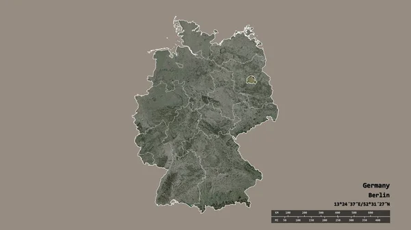 Зневірена Форма Німеччини Столицею Основним Регіональним Поділом Розділеною Територією Берліна — стокове фото