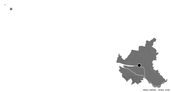 Форма Гамбурга Штат Німеччина Столицею Ізольованою Білому Тлі Білевелівська Карта — стокове фото