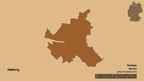 Σχήμα Αμβούργου Κρατίδιο Της Γερμανίας Κεφάλαιό Του Απομονωμένο Στέρεο Υπόβαθρο — Φωτογραφία Αρχείου