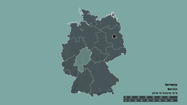 Die Ungesättigte Form Deutschlands Mit Seiner Hauptstadt Seiner Regionalen Hauptgliederung — Stockfoto