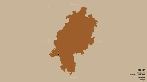 Територія Гессен Німеччині Ізольована Твердому Тлі Геодезичній Обмежувальній Коробці Етикетки — стокове фото