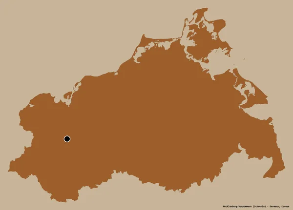 Форма Мекленбурга Передней Померании Штат Германия Столицей Изолированной Сплошном Цветном — стоковое фото