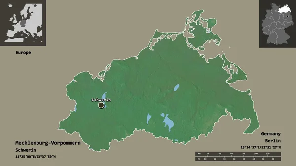 Σχήμα Του Mecklenburg Vorpommern Κρατιδίου Της Γερμανίας Και Της Πρωτεύουσάς — Φωτογραφία Αρχείου