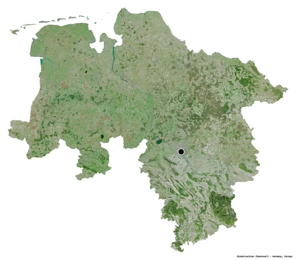 Forma Niedersachsen Estado Alemania Con Capital Aislada Sobre Fondo Blanco —  Fotos de Stock
