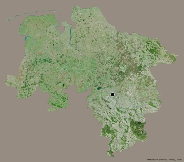 Forma Niedersachsen Estado Alemania Con Capital Aislado Sobre Fondo Color —  Fotos de Stock