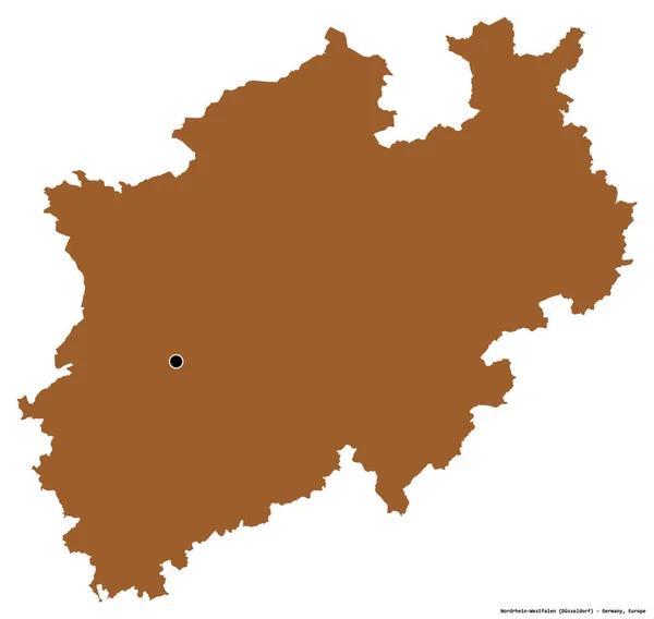 Shape Nordrhein Westfalen State Germany Its Capital Isolated White Background — Stock Photo, Image