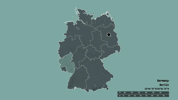 Die Ungesättigte Form Deutschlands Mit Seiner Hauptstadt Seiner Regionalen Hauptgliederung — Stockfoto