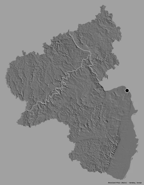 Σχήμα Rheinland Pfalz Κρατίδιο Της Γερμανίας Κεφάλαιό Του Απομονωμένο Στέρεο — Φωτογραφία Αρχείου