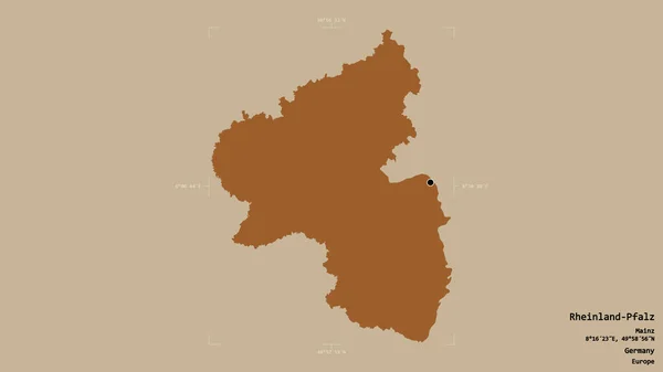 Райнланд Пфальц Штат Германия Изолирован Твёрдом Фоне Геореференцированной Граничной Коробке — стоковое фото