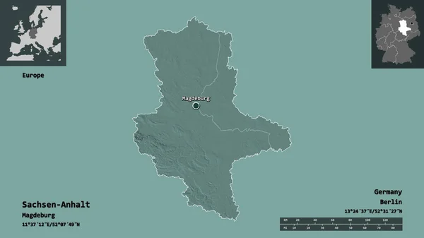 Forma Sachsen Anhalt Estado Alemania Capital Escala Distancia Vistas Previas — Foto de Stock