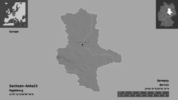 Forma Sachsen Anhalt Estado Alemania Capital Escala Distancia Vistas Previas — Foto de Stock