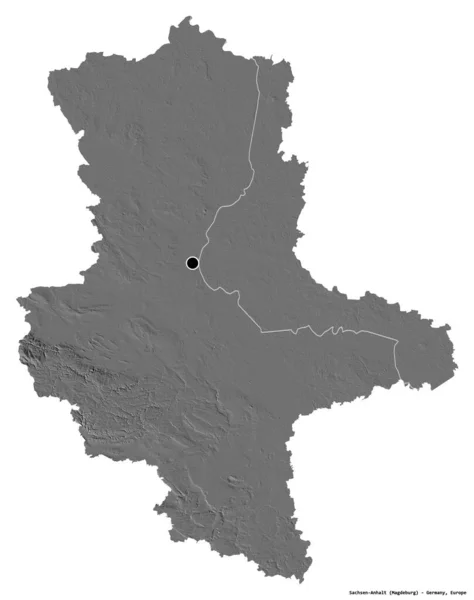 Form Sachsen Anhalt Delstaten Tyskland Med Dess Huvudstad Isolerad Vit — Stockfoto