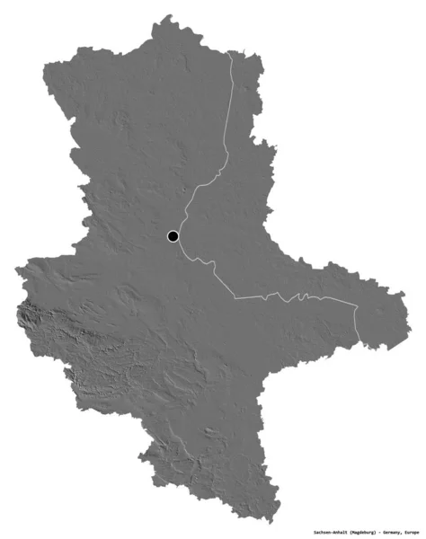 독일의 Sachsen Anhalt 형상이며 수도는 바탕에 고립되어 렌더링 — 스톡 사진