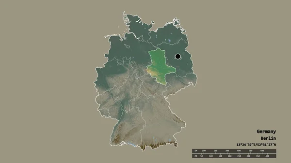 Die Ungesättigte Form Deutschlands Mit Seiner Hauptstadt Seiner Regionalen Hauptgliederung — Stockfoto