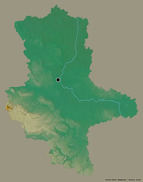 Forma Sachsen Anhalt Stato Della Germania Con Sua Capitale Isolata — Foto Stock