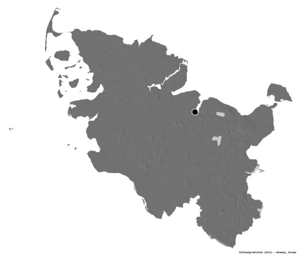 Форма Шлезвиг Гольштейна Штат Германия Столицей Изолированной Белом Фоне Карта — стоковое фото