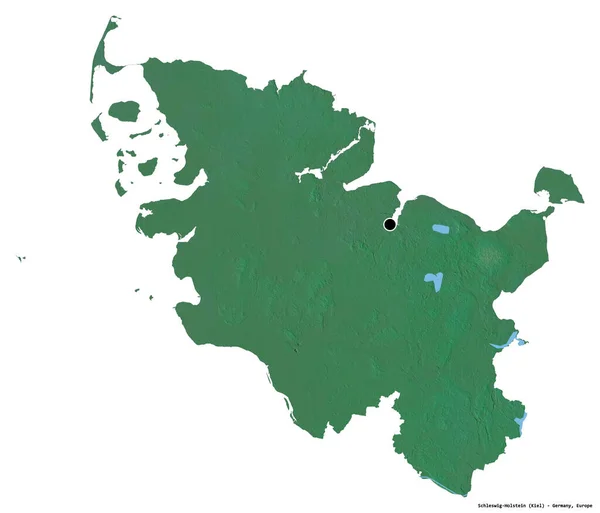 Kształt Szlezwiku Holsztynu Stan Niemcy Stolicą Odizolowaną Białym Tle Mapa — Zdjęcie stockowe