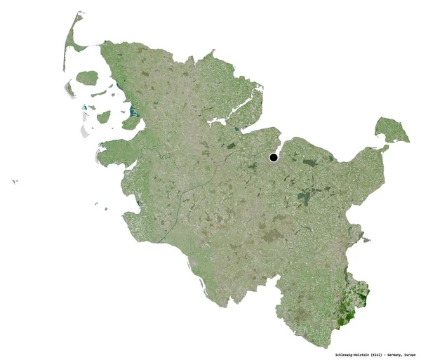 Form Schleswig Holstein Delstaten Tyskland Med Dess Huvudstad Isolerad Vit — Stockfoto