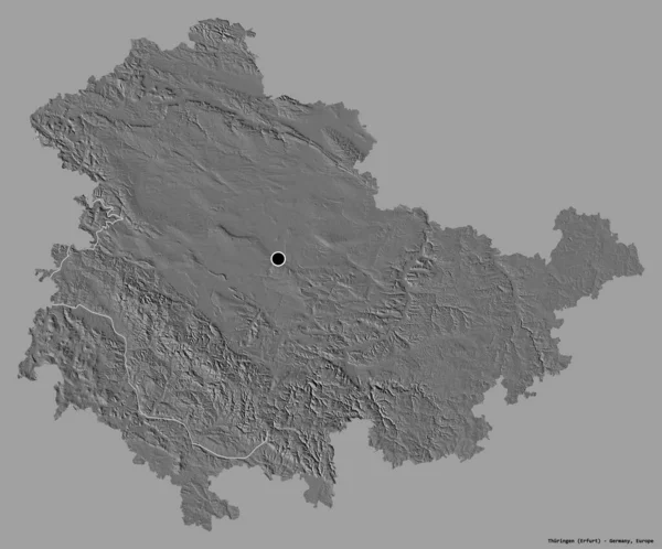 Forma Thuringen Estado Alemania Con Capital Aislado Sobre Fondo Color — Foto de Stock