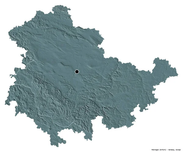 Forme Thuringen État Allemagne Avec Capitale Isolée Sur Fond Blanc — Photo